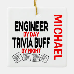 Engineer Loves Playing Trivia CUSTOM Ceramic Ornament