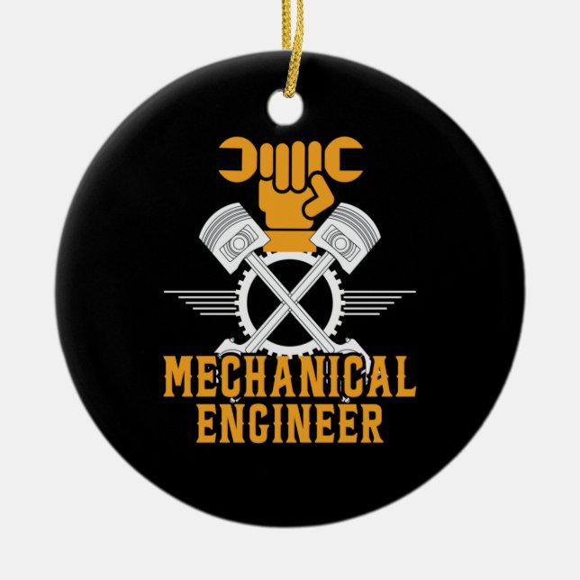 Engineer Mechanical Engineer Ceramic Tree Decoration (Front)