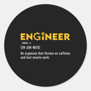 Engineer Noun Definition Engineering Computer Civi Classic Round Sticker