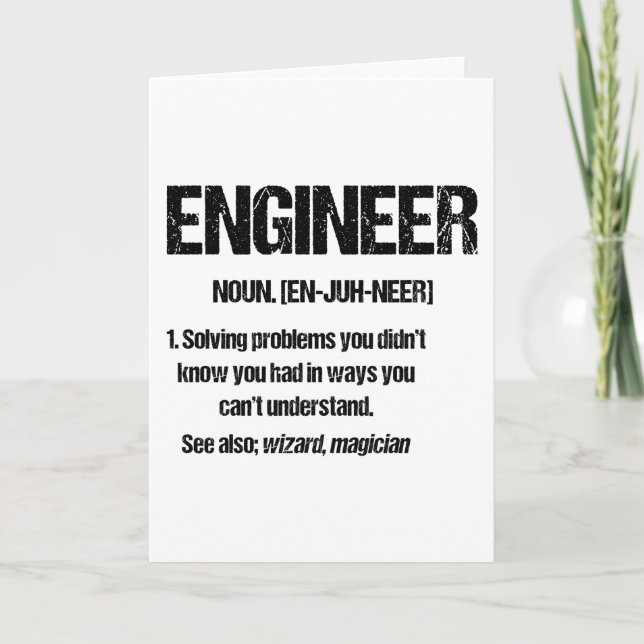ENGINEER NOUN Funny Engineering Quotes Graduation Card (Front)
