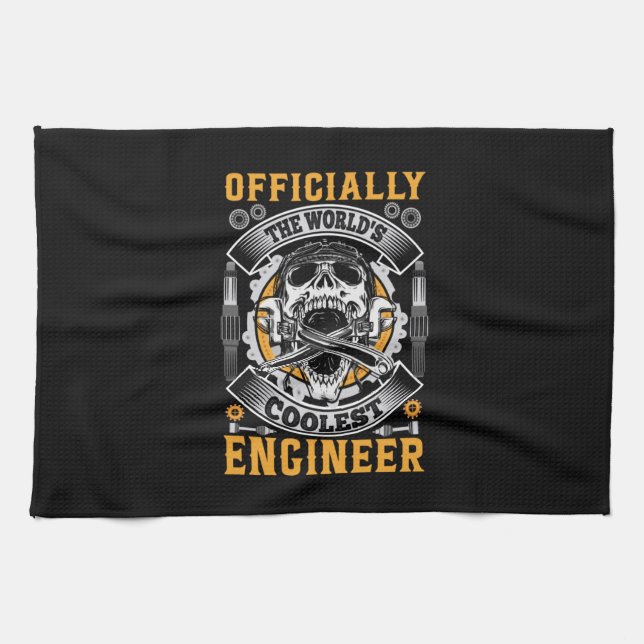 Engineer Officially The World Coolest Engineer Tea Towel (Horizontal)