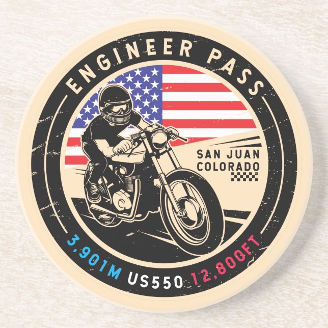 Engineer Pass Colorado Motorcycle Coaster (Front)
