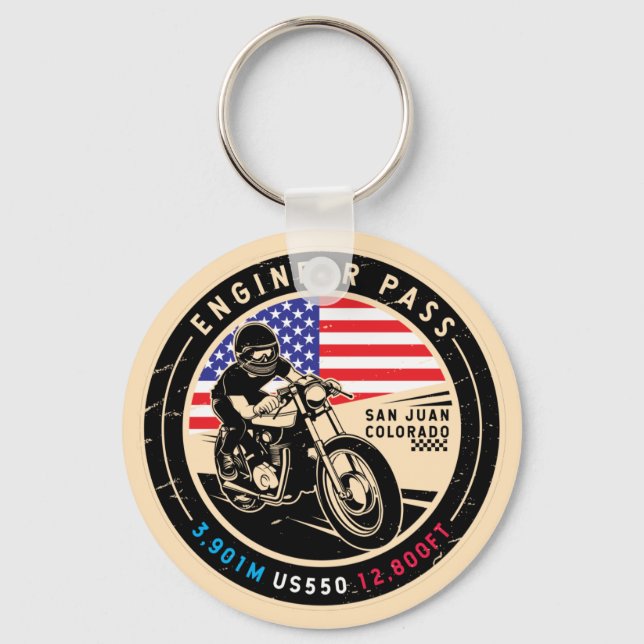 Engineer Pass Colorado Motorcycle Key Ring (Front)
