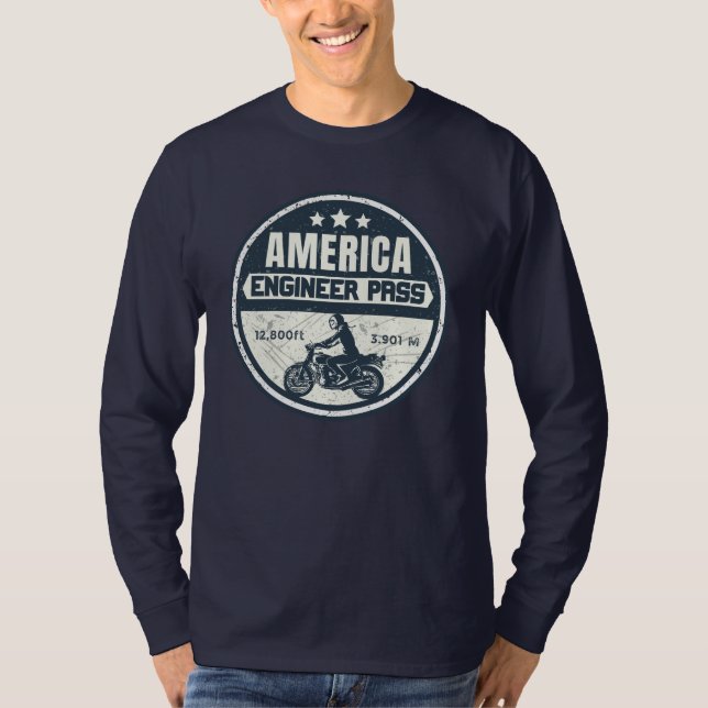 Engineer Pass Road colorda motorcycle trip T-Shirt (Front)