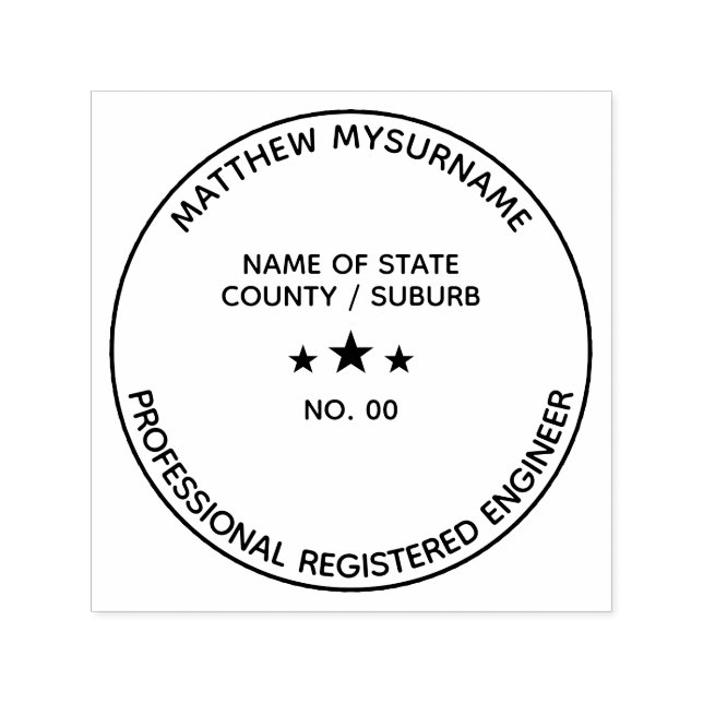 Engineer professional LLC seal Custom state star Self-inking Stamp (Design)