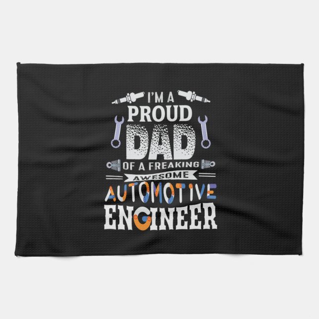Engineer Proud Dad Of An Automotive Engineer Tea Towel (Horizontal)