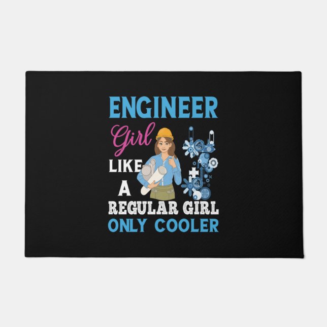 Engineer Proud Engineer Girl Doormat (Front)