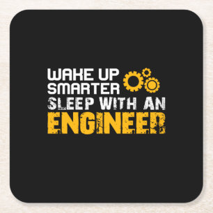Engineer Sleep With An Engineer Square Paper Coaster