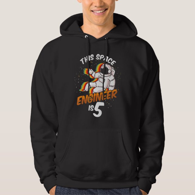Engineer Space 5 Year Old Astronaut Born 2017 Fift Hoodie (Front)