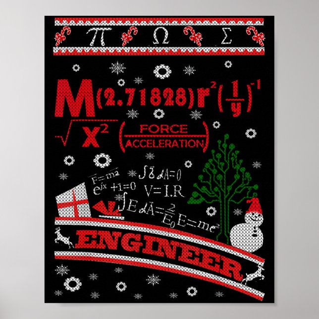 Engineer Ugly Christmas Sweater - Engineer T Shirt Poster (Front)