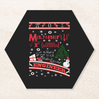 Engineer - Ugly Christmas Sweater Paper Coaster