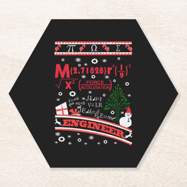 Engineer - Ugly Christmas Sweater Paper Coaster (Front)