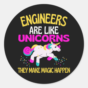 Engineer Unicorn , Magical Unicorn Engineering Classic Round Sticker