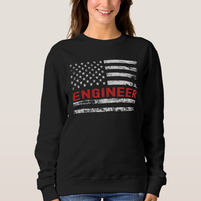 Engineer USA Flag Profession Retro Job Title Sweatshirt (Front)