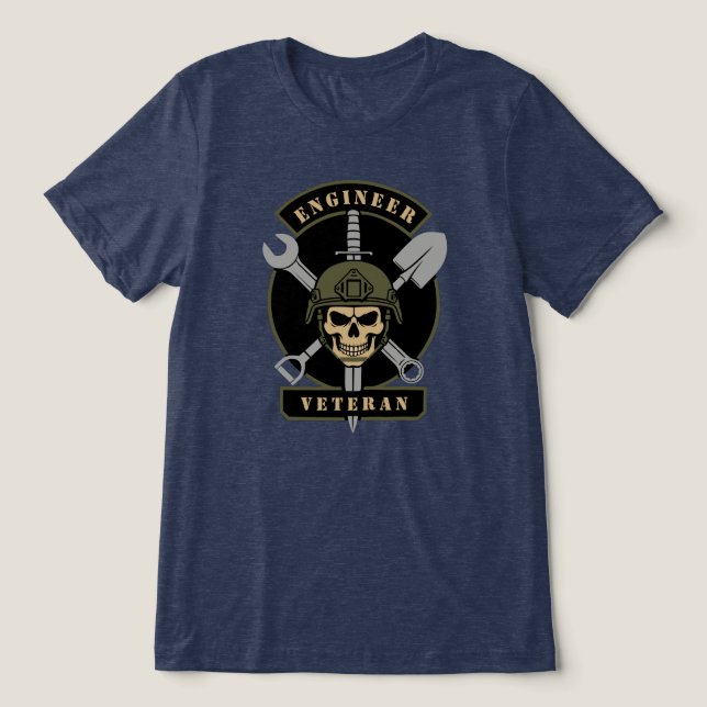 Engineer Veteran Combat Support Emblem Tri-Blend Shirt (Design Front)