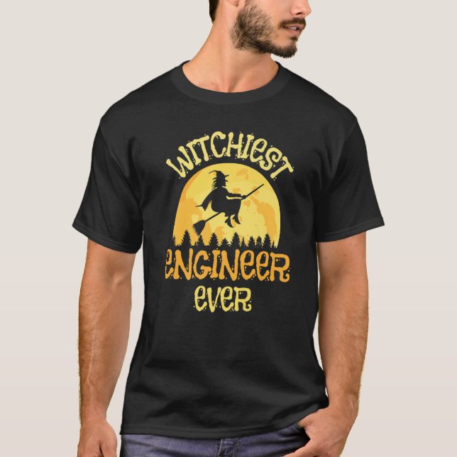 Engineer Witch Halloween Humour T-Shirt (Front)