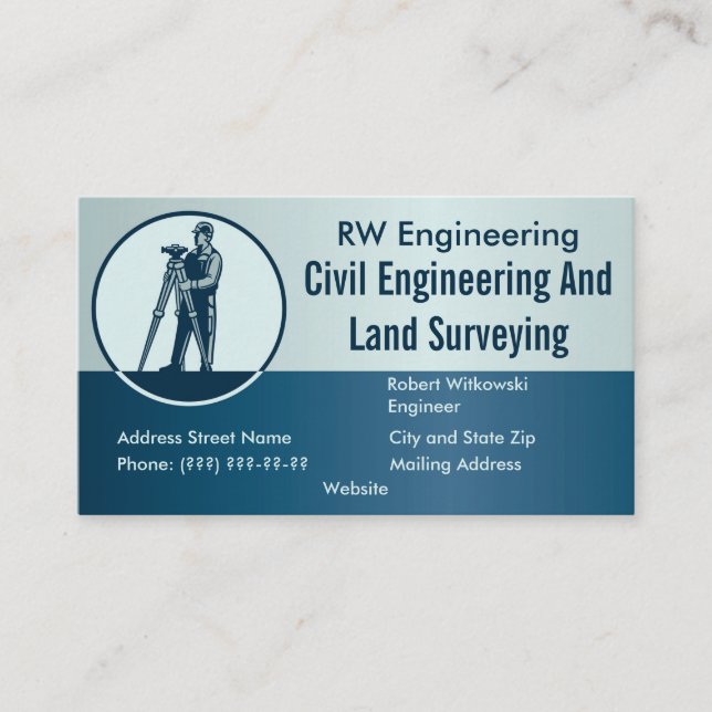 Engineering And Land Surveying Logo Business Card (Front)
