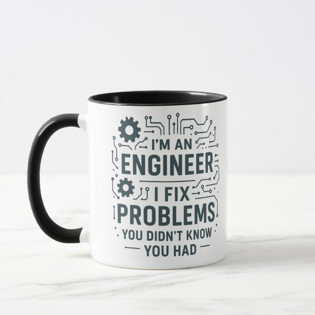 "Engineering Blueprint Mug – Geometric Design for  (Left)