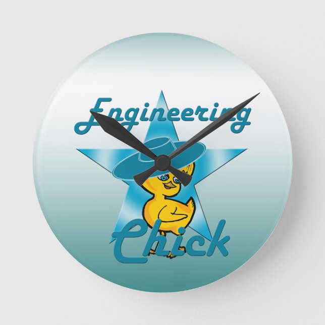 Engineering Chick #7 Round Clock (Front)