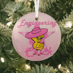 Engineering Chick #8 Glass Tree Decoration