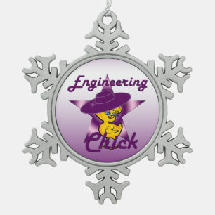 Engineering Chick #9 Snowflake Pewter Christmas Ornament
