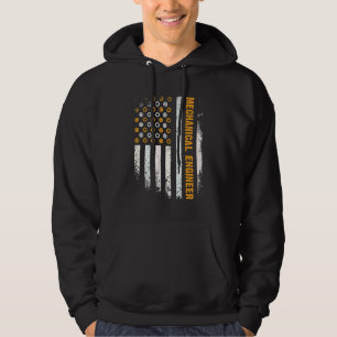 Engineering Gear Cog USA Flag Mechanical Engineer Hoodie