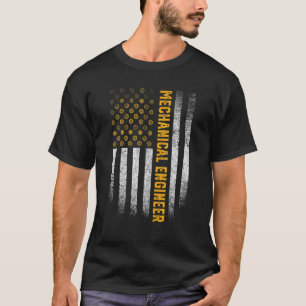 Engineering Gear Cog USA Flag Mechanical Engineer T-Shirt