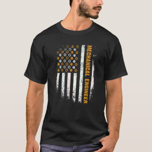 Engineering Gear Cog USA Flag Mechanical Engineer T-Shirt