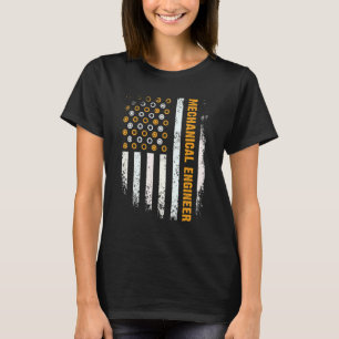 Engineering Gear Cog USA Flag Mechanical Engineer T-Shirt