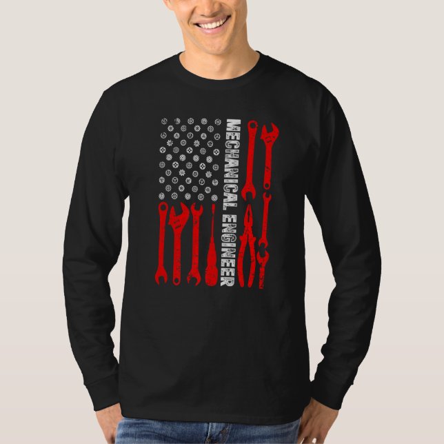 Engineering Gear Cog USA Flag Mechanical Engineer  T-Shirt (Front)