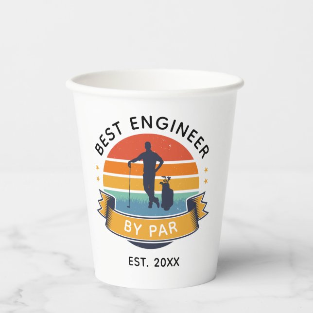 Engineering Graduate Best Engineer By Par Golfer Paper Cups (Front)