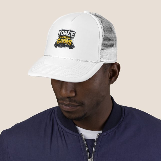 Engineering Greatness: Force Mass Gains Physics Trucker Hat (In Situ)
