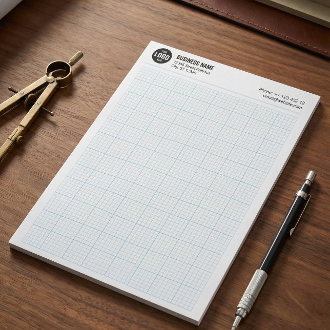 Engineering Grid with Logo and Business Informatio Notepad (Custom Blue Engineering Grid Notepad with Logo and Business Information)