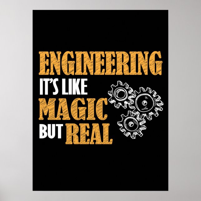 Engineering - It's Like Magic But Real Funny Poster (Front)