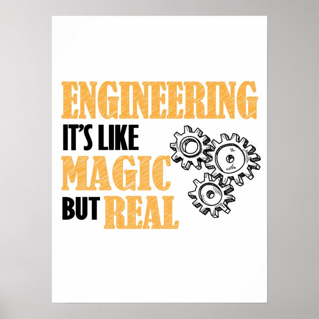 Engineering - It's Like Magic But Real Funny Poster (Front)