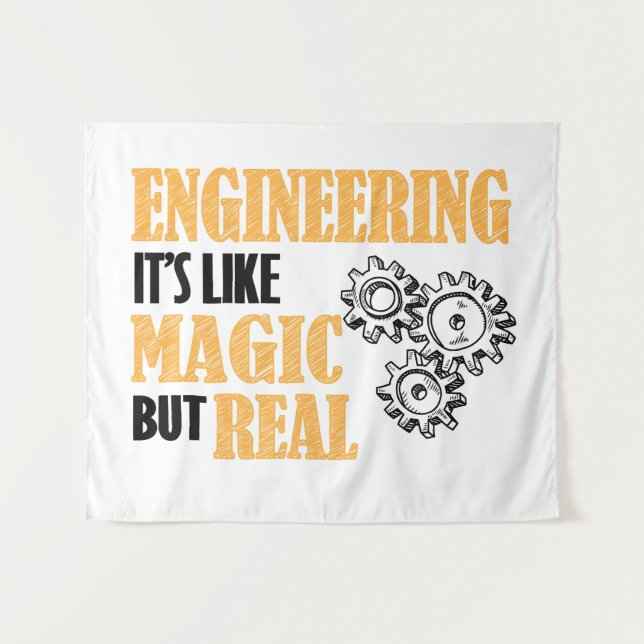 Engineering - It's Like Magic But Real Funny Tapestry (Front (Horizontal))