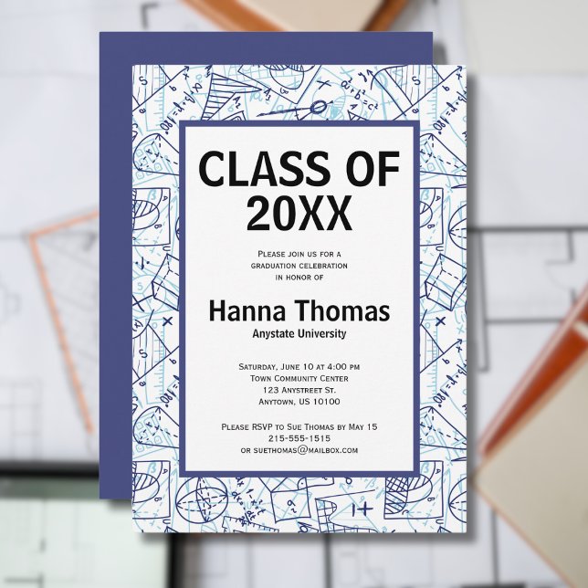 Engineering Mathematics Graduation Invitation (Engineering block letters text only graduation announcement)