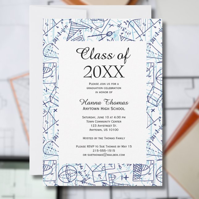 Engineering Mathematics Graduation Invitation (Engineering script font graduation announcement)
