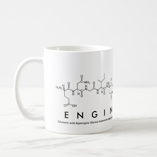 Engineering peptide word mug (Left)
