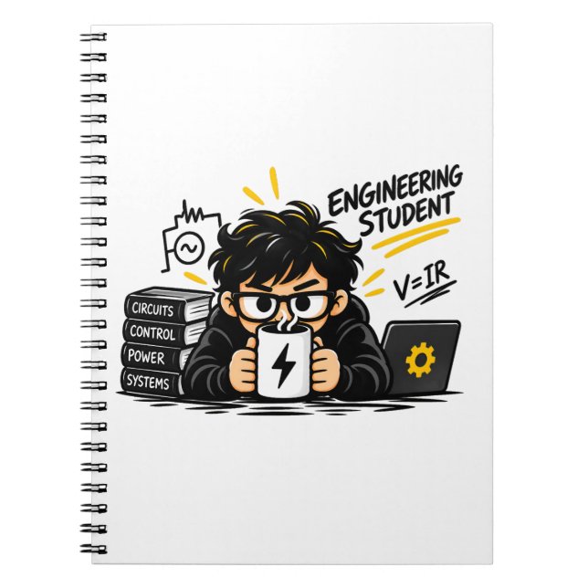 Engineering Student Spiral Notebook Funny Electric (Front)