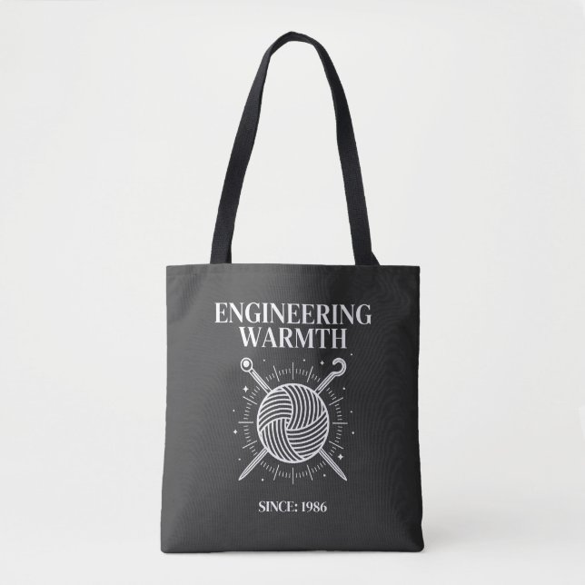 Engineering Warmth Personalised Knitting Project Tote Bag (Front)