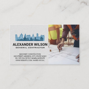 Engineers Blueprints   City Skyline Business Card