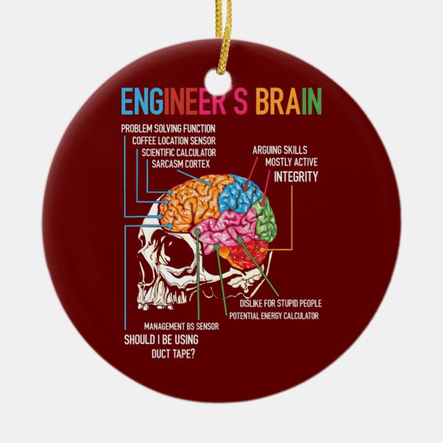 Engineer's Brain Funny Engineering Games Process Ceramic Tree Decoration (Front)
