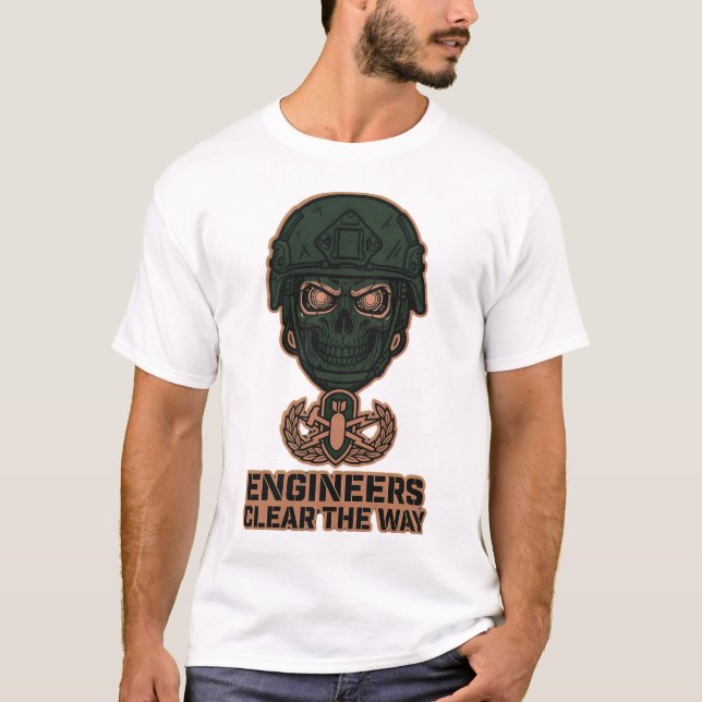Engineers Clear The Way Skull Helmet Tee (Front)