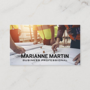 Engineers Looking Over Blueprints Business Card