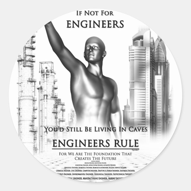 Engineers Rule Classic Round Sticker (Front)