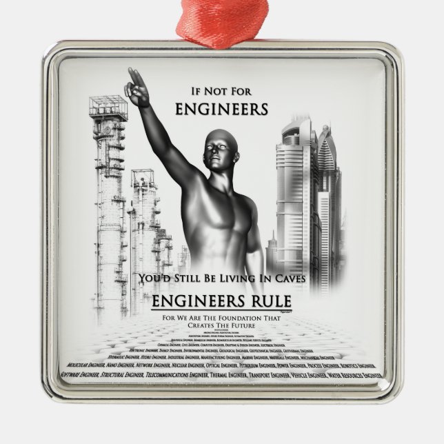Engineers Rule Metal Tree Decoration (Front)
