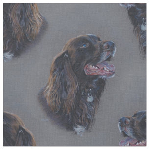 Engish Cocker Spaniel dog. Fine art painting. Fabric