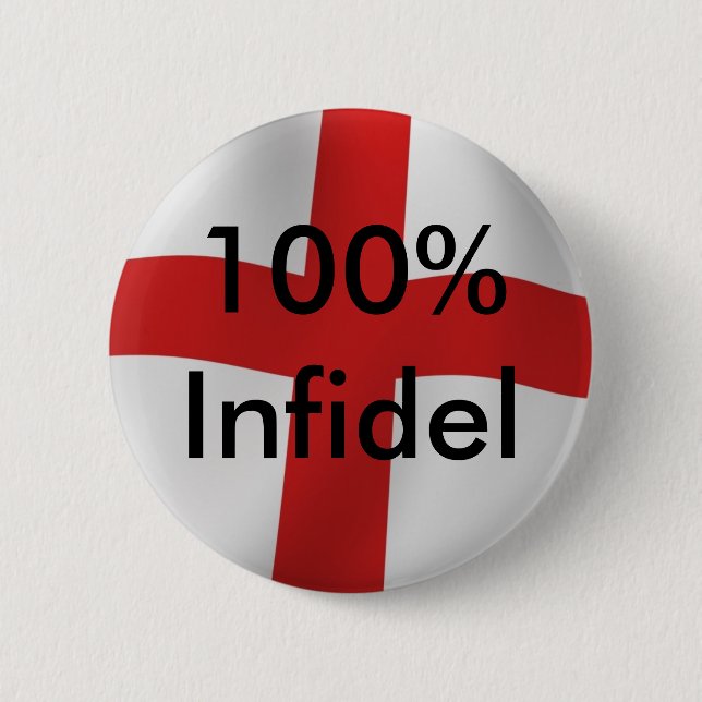 England 100% Infidel 6 Cm Round Badge (Front)