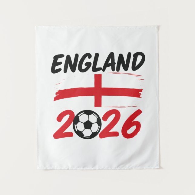 England 2026 Soccer Fan Design, Cross and Football Tapestry (Front)